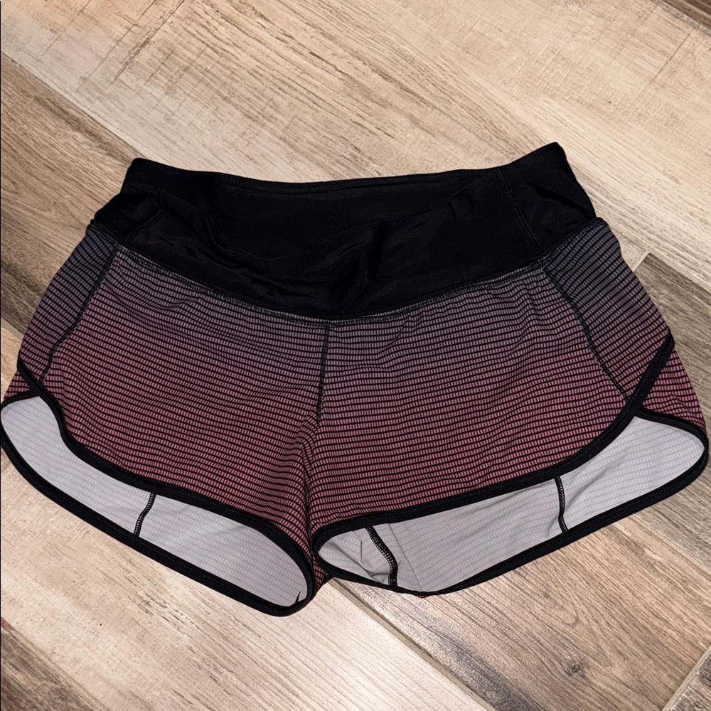 Lululemon speed up Women's Black and Pink Gradient Shorts OG sz4 EUC